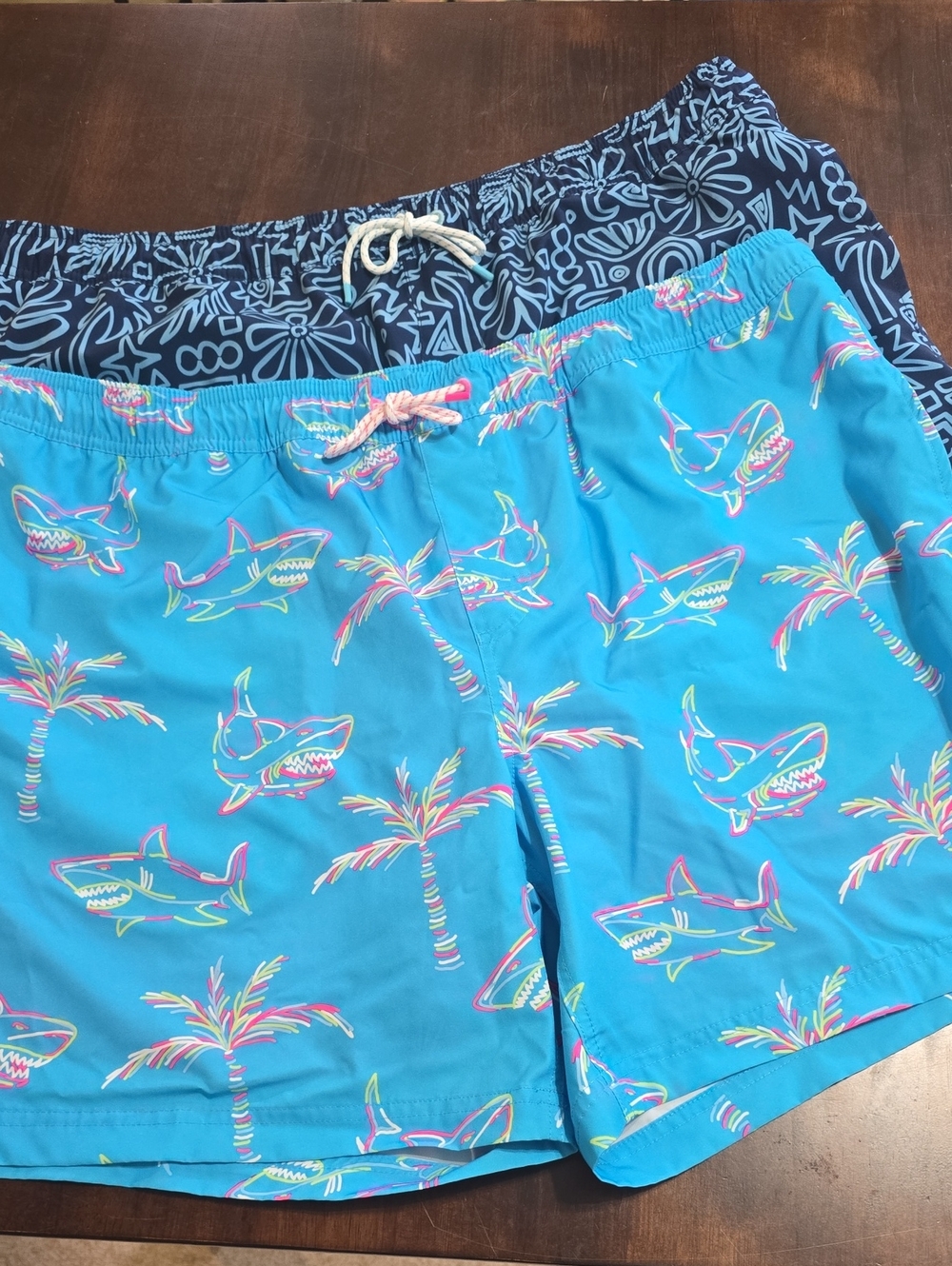 Men's Blue Shark Print Swim Trunks